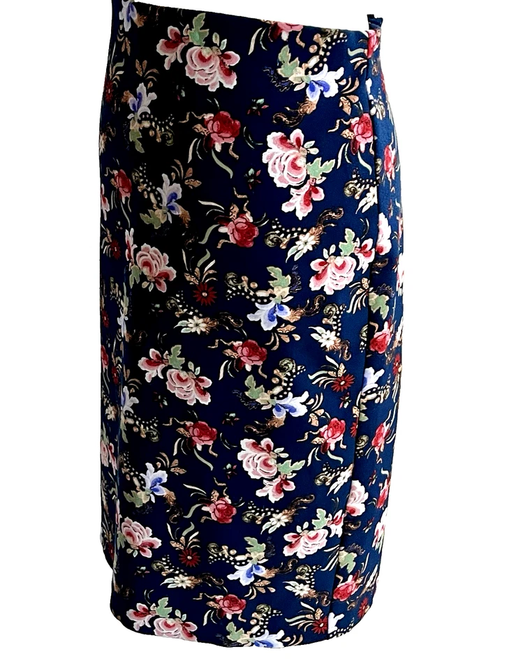 Falda lápiz floral azul marino Philosophy para mujer talla 10 Foto 3 de 4