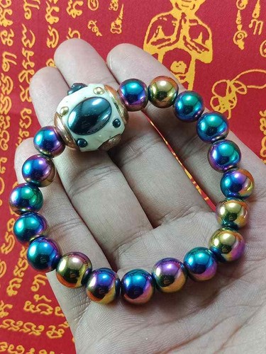 SUPER LEKLAI BEAD RAINBOW WITH TAKRUT LP SOMPORN LUCKY HOLY CHARMS THAI AMULET 8 - 第 1/6 張圖片