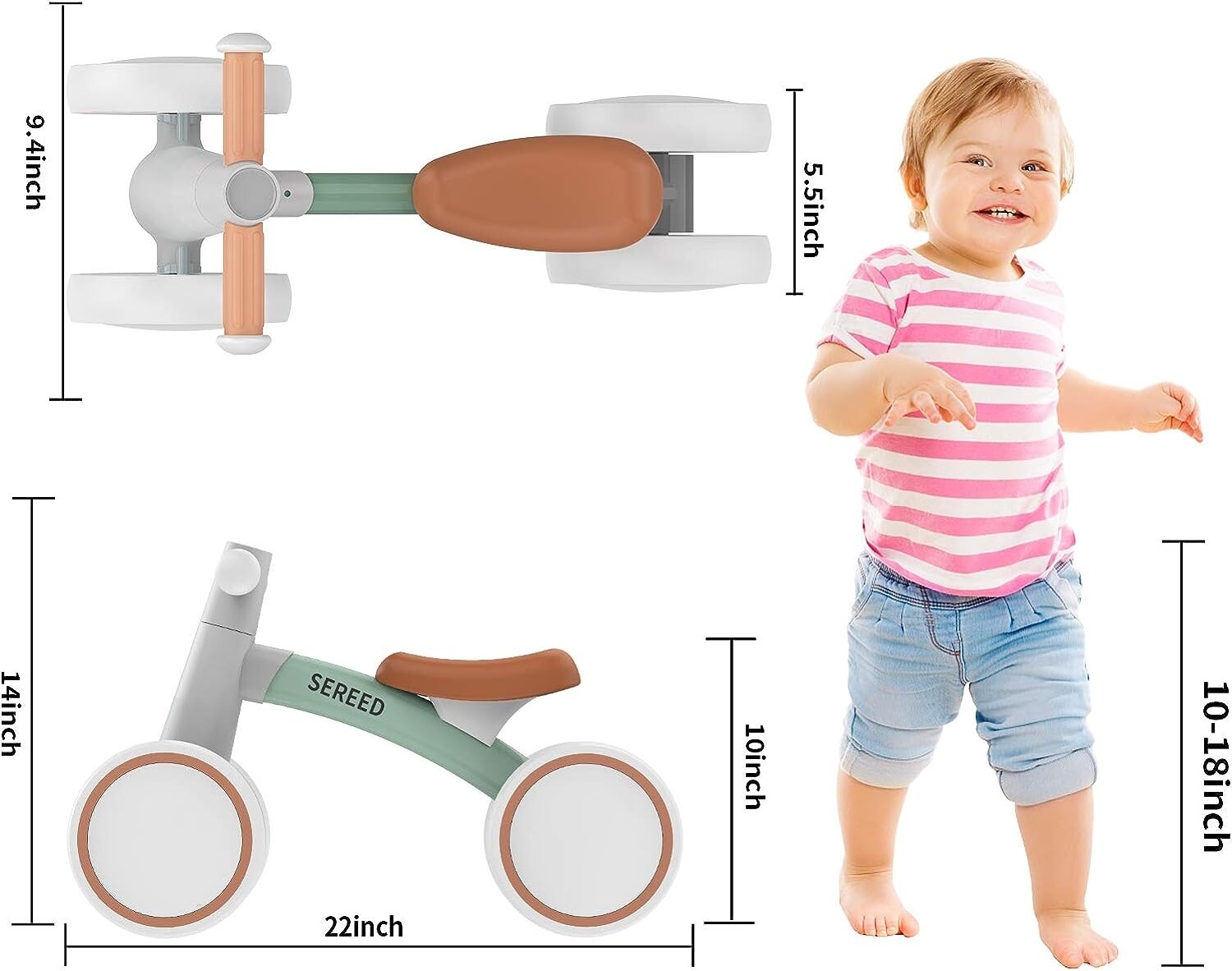 NIB SEREED Baby Balance Bike Green Color First Bike Baby Toddler 4 Wheels eBay