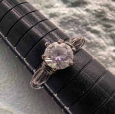 VTG Sterling Silver Round Cut Cubic Zirconia Solitaire Ring 925 CZ Size 8 Bridal