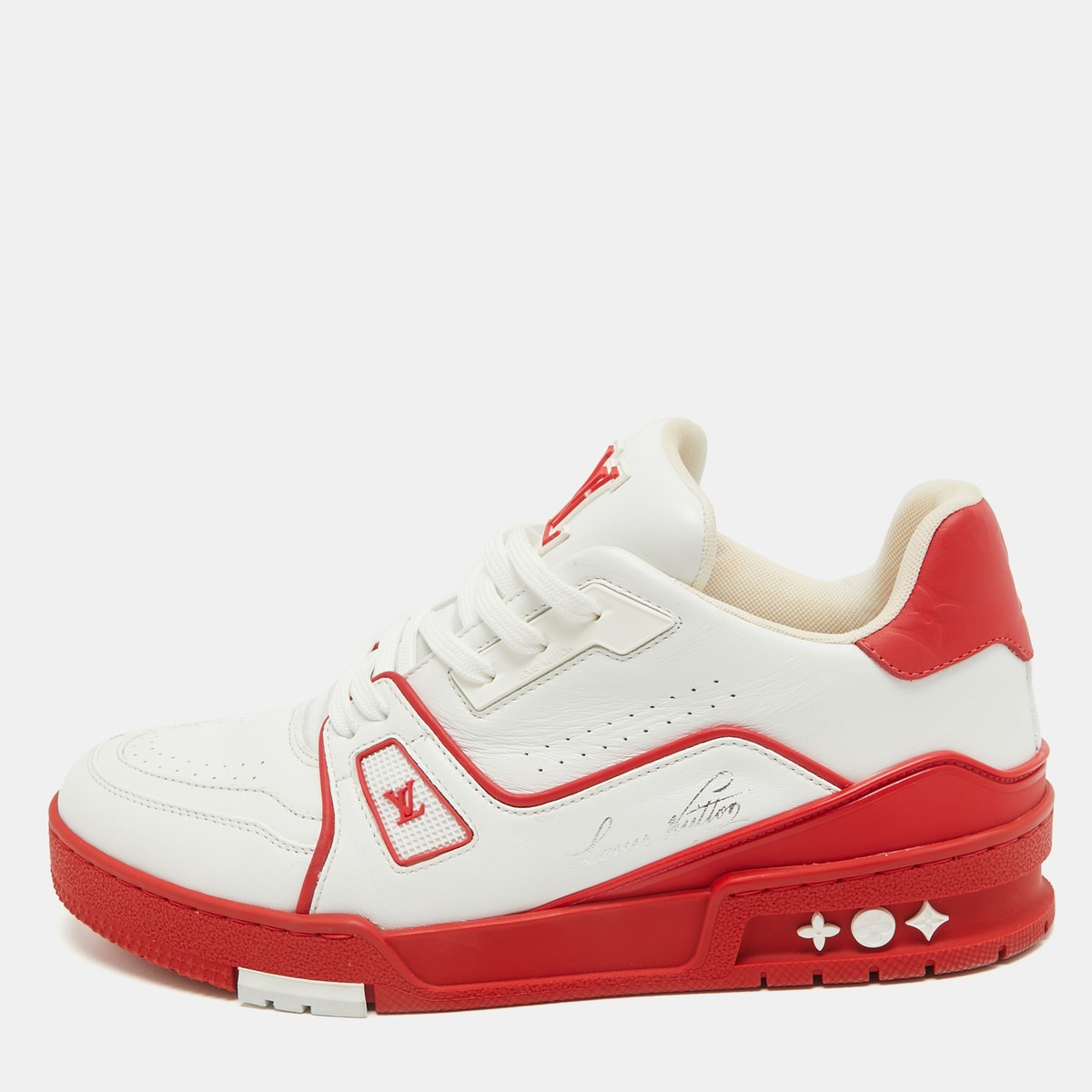 Louis Vuitton White/Red Leather LV Trainer Sneakers Size Louis Vuitton White/Red Leather LV Trainer Sneakers Size