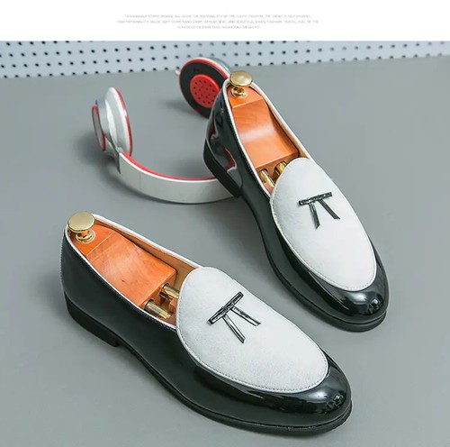 Men Bowknot Slip on Loafer Colorblock Fashion Flats Shoes Casual Dress Plus Size - Picture 5 of 17