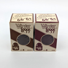 L'eggs Winter Pantyhose x2 Wine  Cocoa Size B Nylons Stockings Leggs NOS VTG
