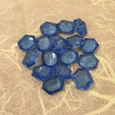 N83 Vintage Czech 12x10mm light blue faceted MC glass hexagons,unfoiled (16)