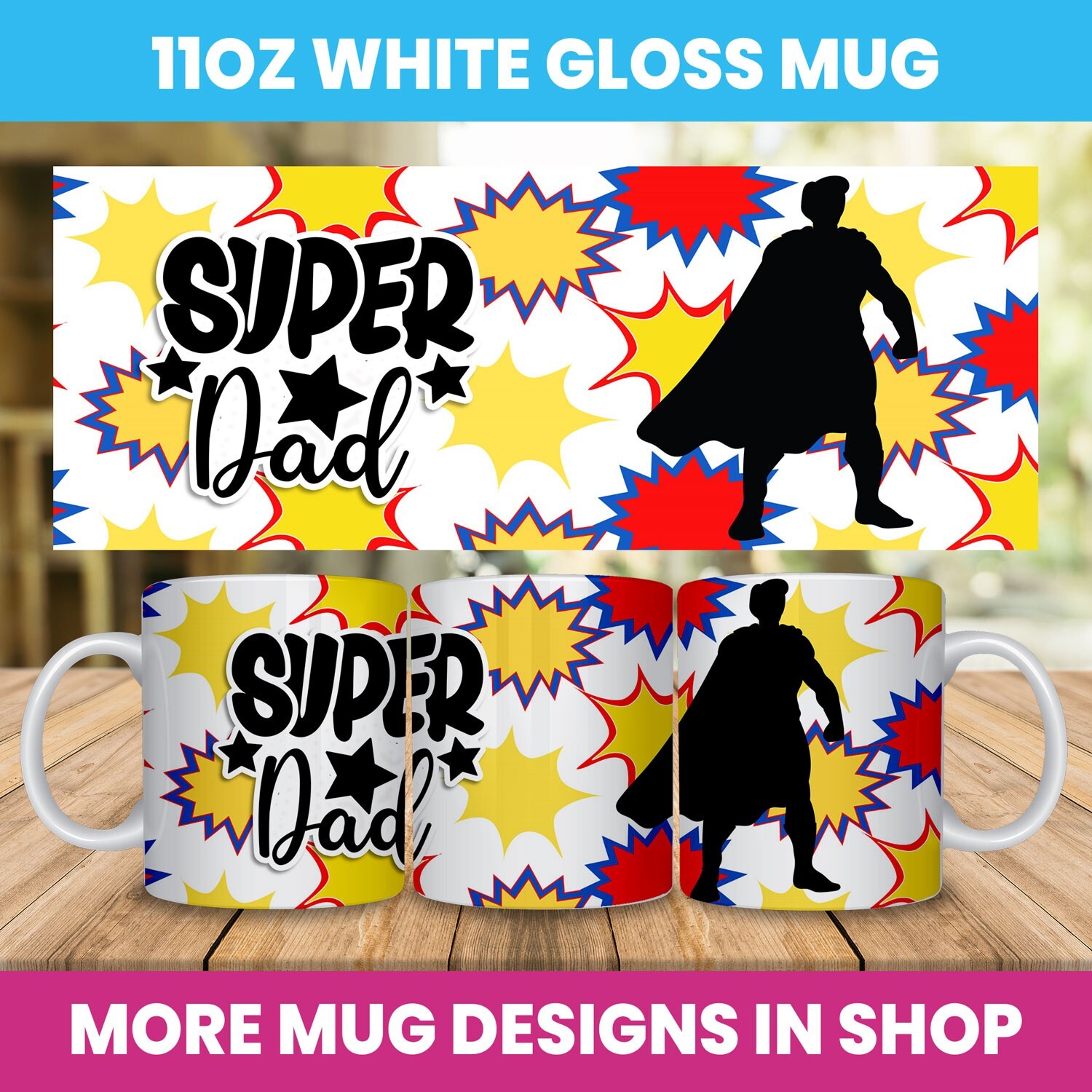 FATHERS DAY MUG SUPER DAD COFFEE TEA CUP DRINK MUG 11OZ