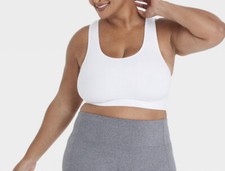 Women  s All In Motion White Racerback Padded Sports Bra 1X NWT