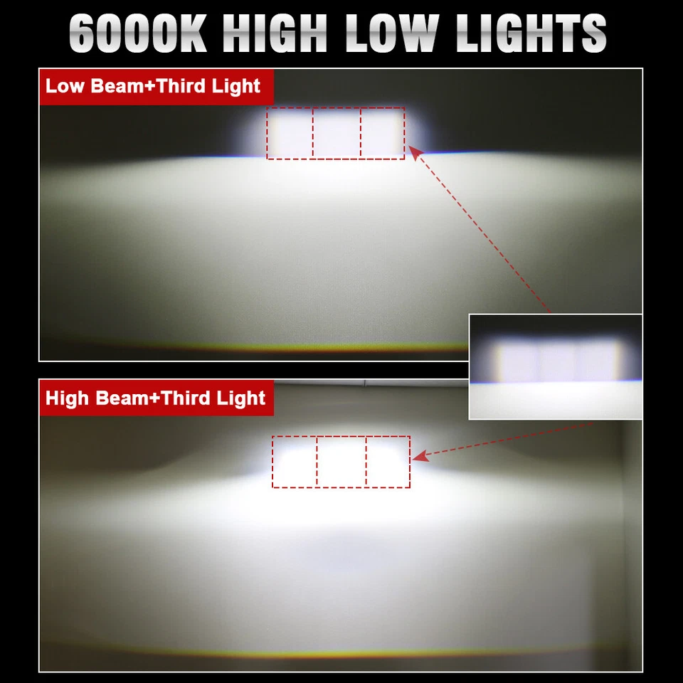 2PCS 3.0" Bi LED Fog Projector Lens Hi/Lo Beam Retrofit Fog Light Lamp White 60W - Image 4 of 4