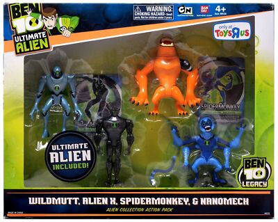 Ultimate Alien Wildmutt, Alien X, Spidermonkey & Nanomech Action Figure 4-Pack
