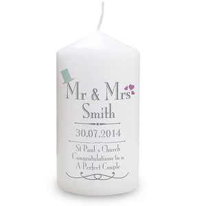 Bougie Personnalise Mr Mrs Mariage Ou Anniversaire Unique Idee Cadeau Souvenir Ebay