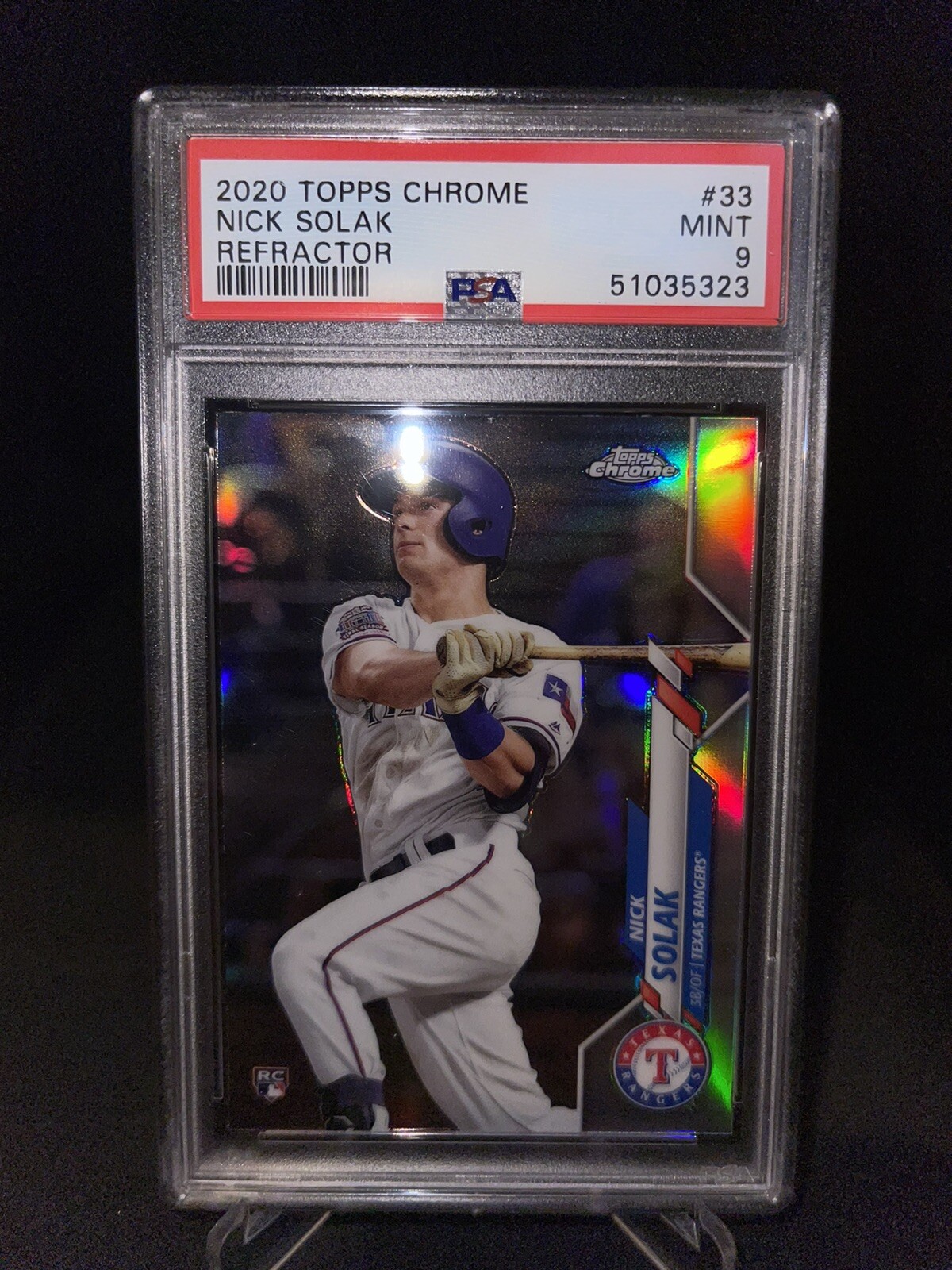 Topps Chrome 2020 MLB Rangers Nick Solak Refractor rookie card *MINT PSA 9*