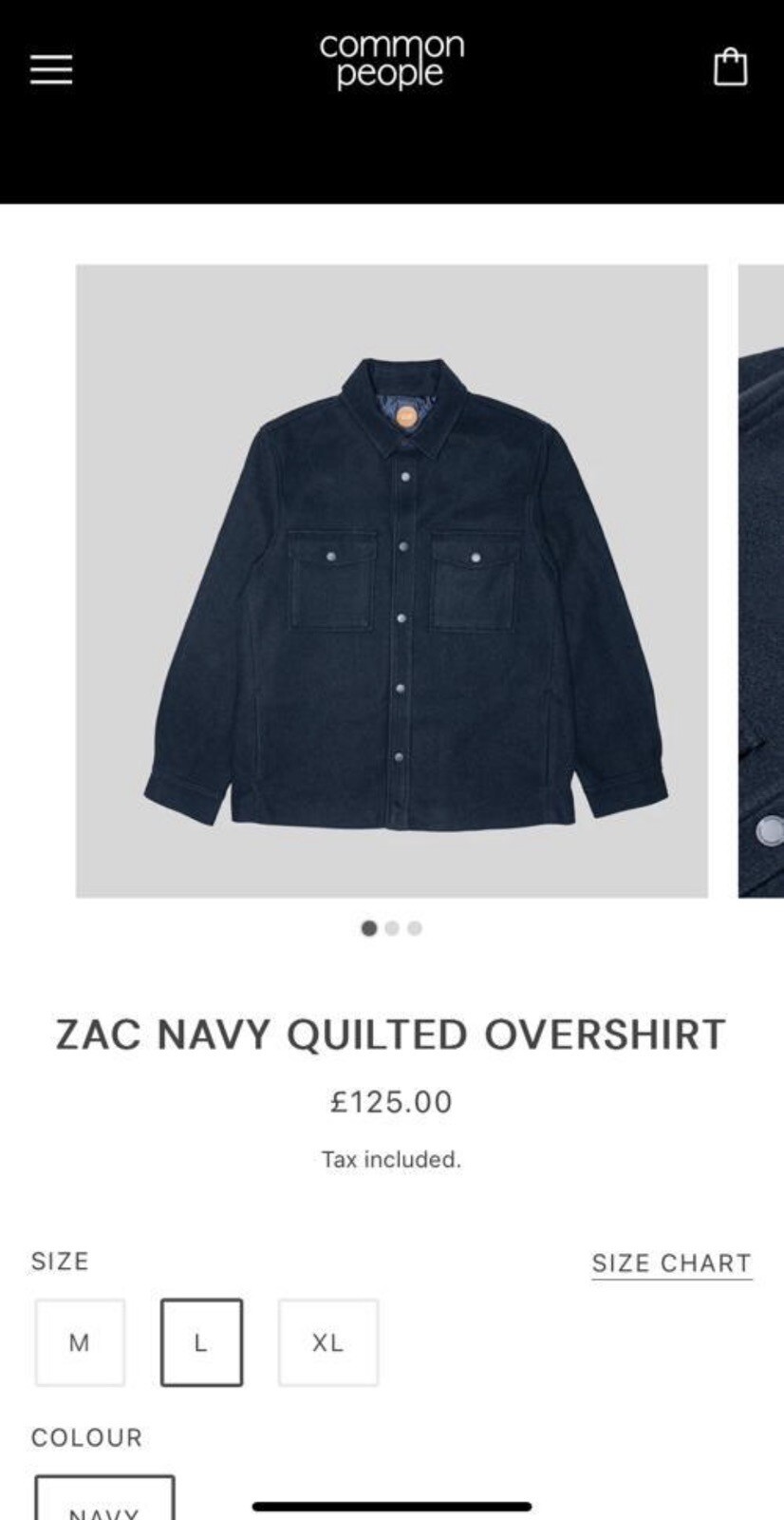 New Common People Zac Quilted Navy Overshirt Size Large
