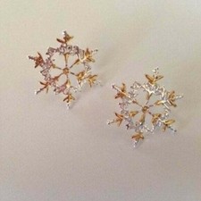 Snowflake Earrings Handmade Christmas Winter Pierced Hypoallergenic Posts New