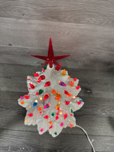 VTG 1974 Atlantic Mold White Ceramic Christmas Tree 19” Tall With Base & Star - Picture 3 of 16