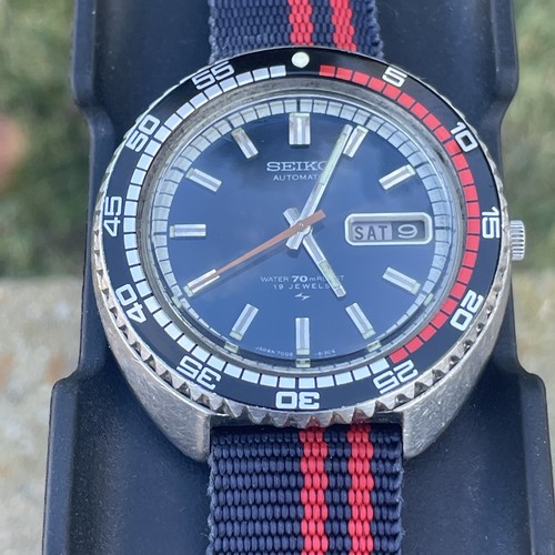 Vintage Seiko RALLYE 42mm Automatic Watch Blue Dial w/ Orange Hand 7006-8030 - Picture 14 of 17