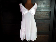 Secret Treasures Pink Floral Satin Sheer Chemise Lace Sequin Lingerie Sz L