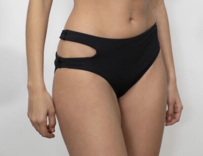 NWT Sanctuary Swim Sustainable Cutout Midster Bikini Bottom Black Size L
