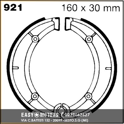EBC Ganasce Freno Posteriori Per Honda, Kymco, Peugeot – R2530300, Set Da 2 Pezzi, In Alluminio Con Rivestimento Premium, Ricambio OEM - 4