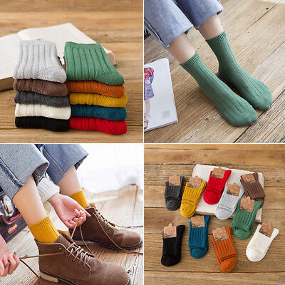 Women Casual Winter Warm Knit Cotton Solid Candy Color Soft Hosiery Ankle Socks 