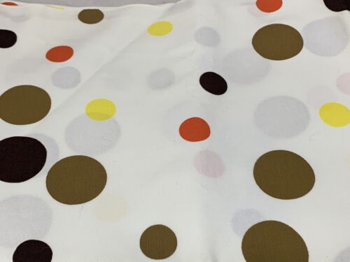 MCM 60s 70s Cotton Fabric Polka Dots Cream Yellow Orange Brown 38.5"W 1.5 YDS - Afbeelding 1 van 2