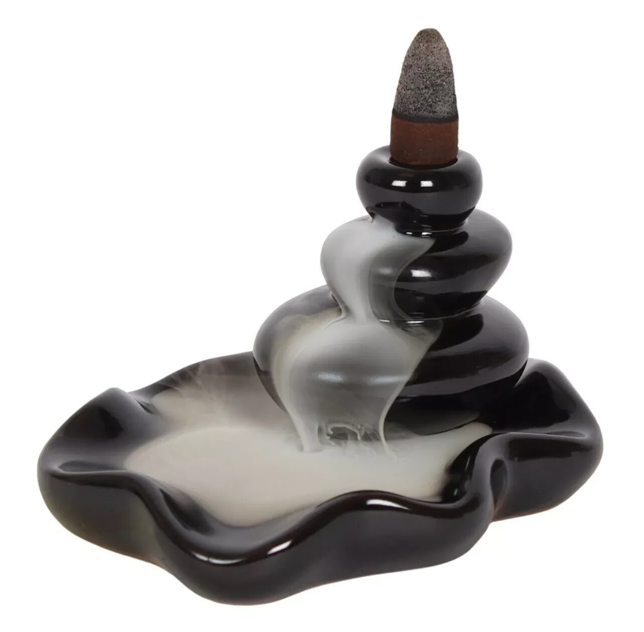 Backflow Waterfall Incense Burner Cone Ornament Home Decor Resin Pebbles Calming