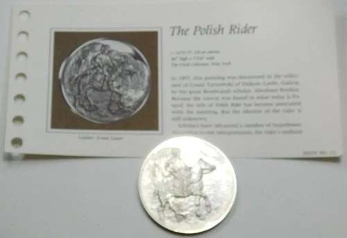 Franklin Mint Rembrandt Medal The Polish Rider 1.96 oz Silver Cameo Proof K484