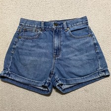 American Eagle Womens sz 4 Jean Mom Shorts Blue Denim Medium Wash Inseam 2"