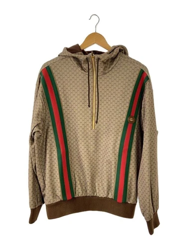 GUCCI felpa con cappuccio zip XS poliestere beige fantasia totale 655153 xjdfb usata