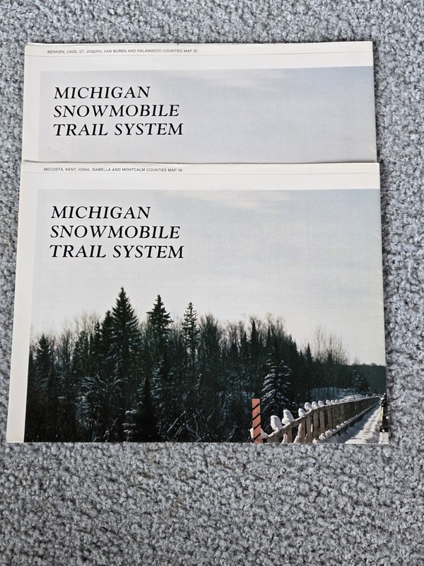 Vintage Michigan Snowmobile Maps. Covers Many Counties As Shown In Photo. 