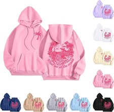 ?2026 Palm Puff Hoodies For Girls Butterfly Print Oversized Pullover Sweatshirt~