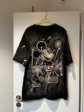 Kurzarmshirt Schwarz Mickey Mouse Print Glitzer bis Gr. 44