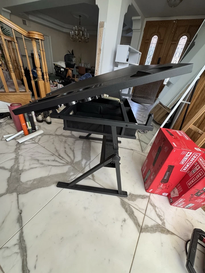 Yaheetech Height Adjustable Drafting Table for Artists w/2 Storage Drawers&Stool - Image 2 of 4