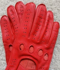 Men Driving Gloves With Sheepskin Leather Size LARGE Red Color