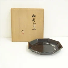 Tanba ware Oujoushou zou glazed octagonal plate (with box) Japanese tableware st
