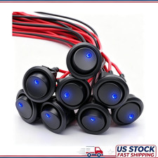 8pcs 20a 12v Dc Spst Round Dot Lighted Rocker Switch Onoff Blue Led Toggle Cont