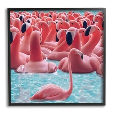 Fun Pink Pool Float Toys Framed Giclee Wall Art Print Summer Decor Ziwei Li