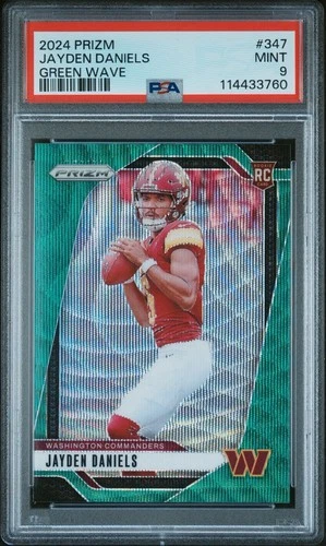 2024 Panini Prizm #347 Jayden Daniels Green Wave Rookie RC Mint PSA 9