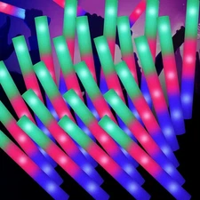 100PCS LED Foam Sticks, Foam Light Up Sticks with 3 Modes Colorful Flashing, ...