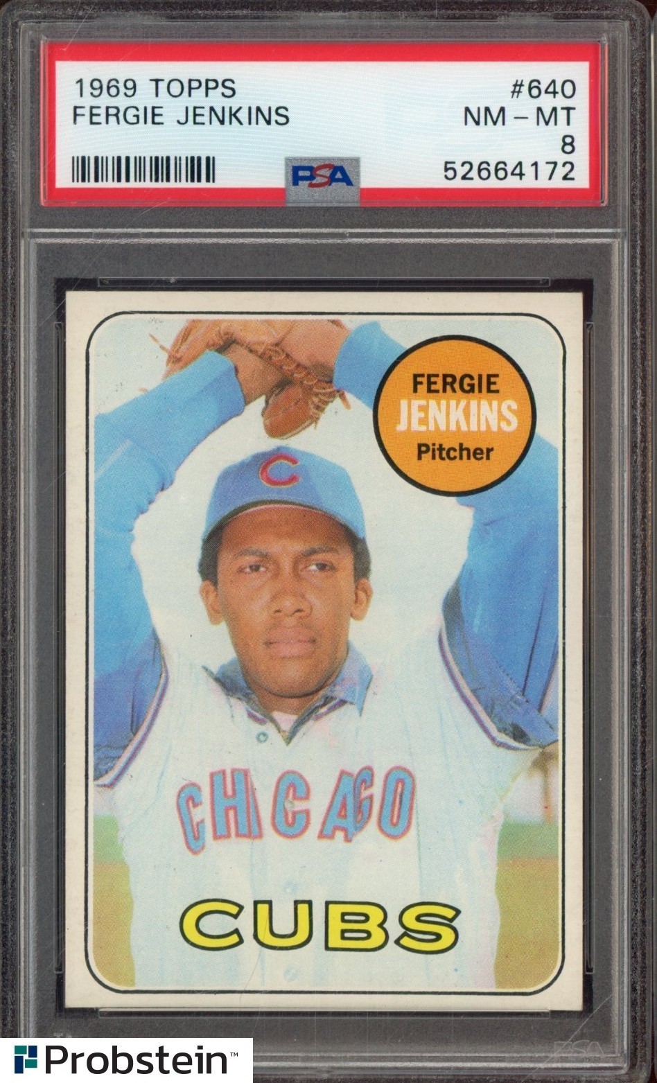1969 Topps #640 Fergie Jenkins Chciago Cubs HOF PSA 8 NM-MT