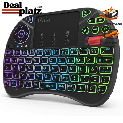 Kabellose Mini-Tastatur mit Touchpad und RGB-Hintergrundbeleuchtung