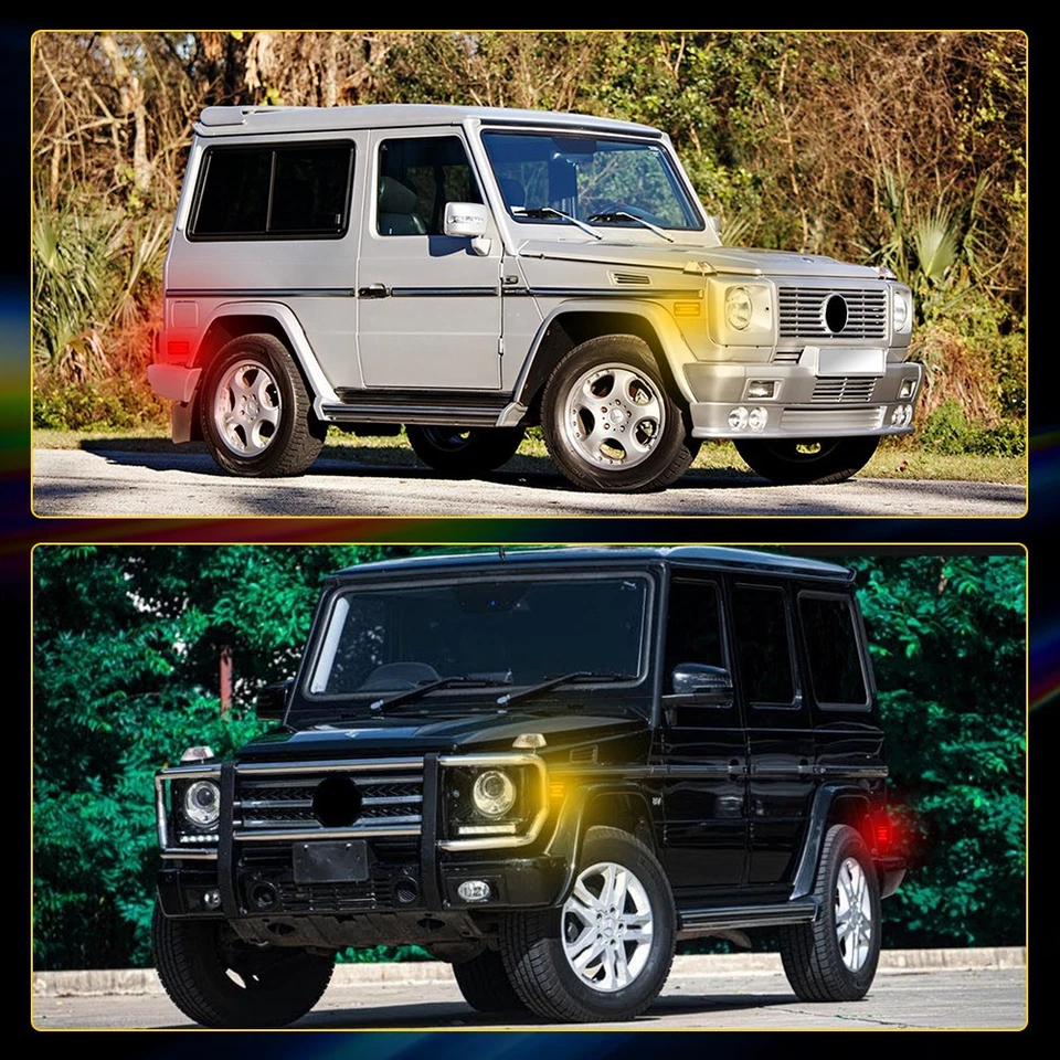 F&R LED Side Marker Lights Smoked For 02-14 Mercedes-Benz W463 G500 G550 G-Class - Image 2 of 4