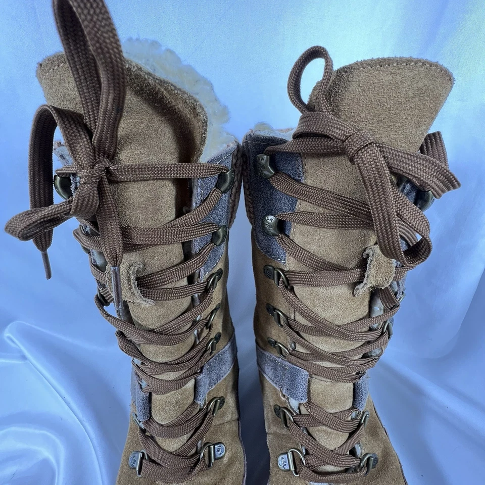 Botas de invierno BEARPAW Serena para mujer talla 7 con cordones gamuza piel de oveja puño tejido de lana Foto 3 de 4