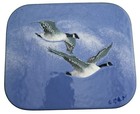 Vintage 1970’s B.E. Eren Enamel Copper Dish Plaque Canadian Geese On Blue 6” — photo 1