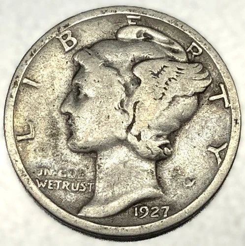 1927-P Mercury Dime 10c Good Circulated Condition 90% Silver US Coin - 3245