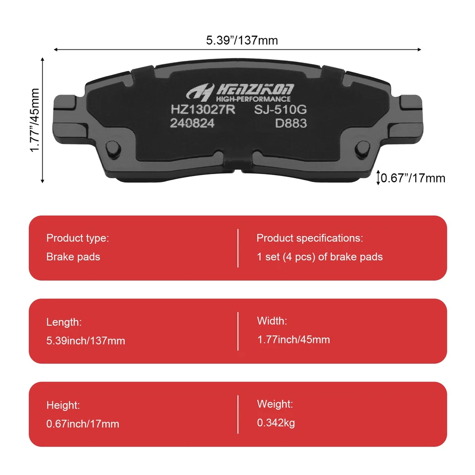 Rear Ceramic Brake Pads for 2009 2010 2011- 2017 Chevrolet Traverse 3.6L OE Spec Foto 3 de 4