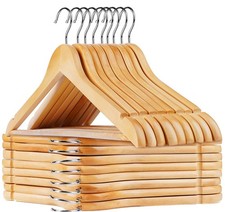 HOU SM Wooden Hangers 30 Pack, Solid Wooden Suit Hangers Coat Hangers with No...