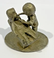 VINTAGE 1980 Hudson Pewter Figurine Dentist Dental Hygienist & Patient #2062