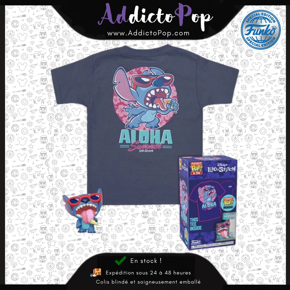 Funko Pocket Pop! & Tee Disney Lilo & Stitch - Summer Stitch Taille XL (Special - Photo 1/1