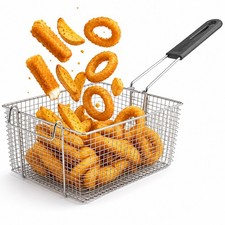 Stainless Steel Deep Fryer Basket, 8x7x4 Inch Replacement Fry Basket with Handle