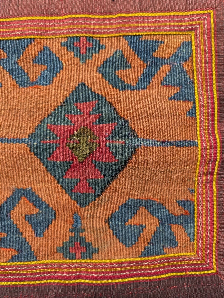 Kelim Art Pillow Case 15.5x15.5 Inch Square Handmade Vintage Earthy Woven Decor - Image 4 of 4