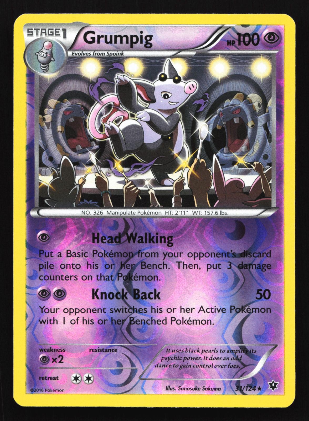 Grumpig 31/124 Fates Collide Rare Reverse Holo Pokemon Card